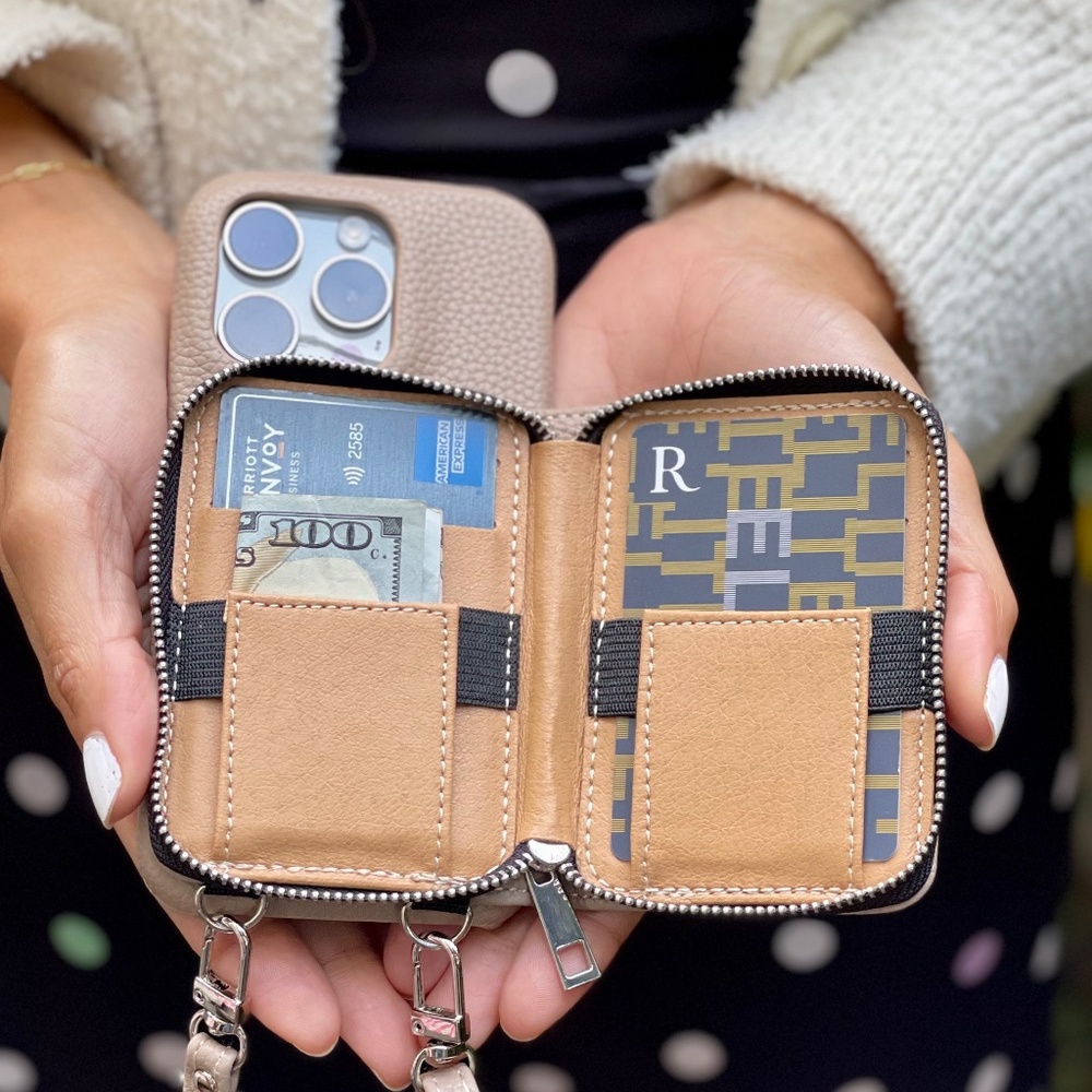 Beige Crossbody Wallet Phone Case for Samsung Galaxy S24 S23 S22 S21 Ultra Plus